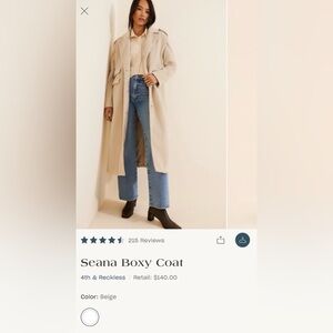 4th & Reckless Beige Boxy Coat